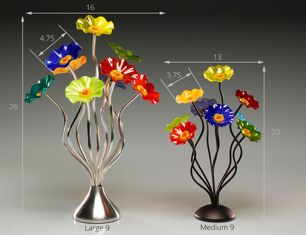 Glass Flower Garden of 10 Rainbow Colors – Glass Flowers by Scott Johnson
