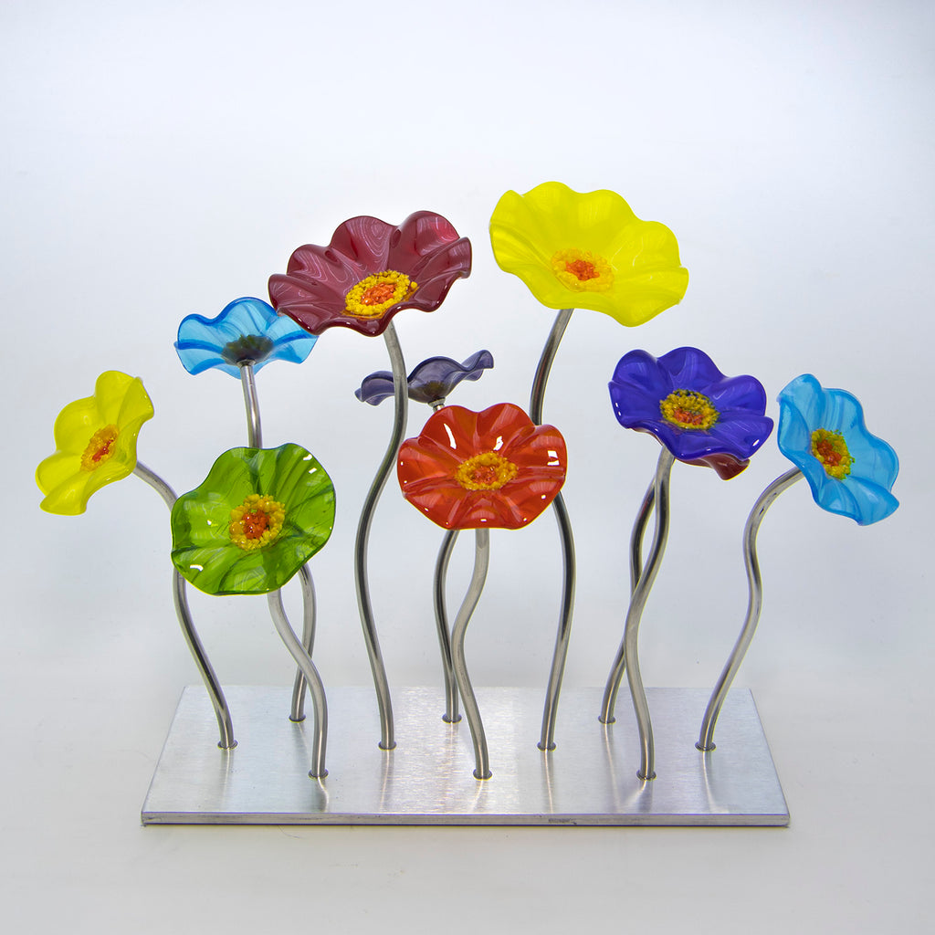 Glass Flower Garden of 10 Rainbow Colors – Glass Flowers by Scott Johnson