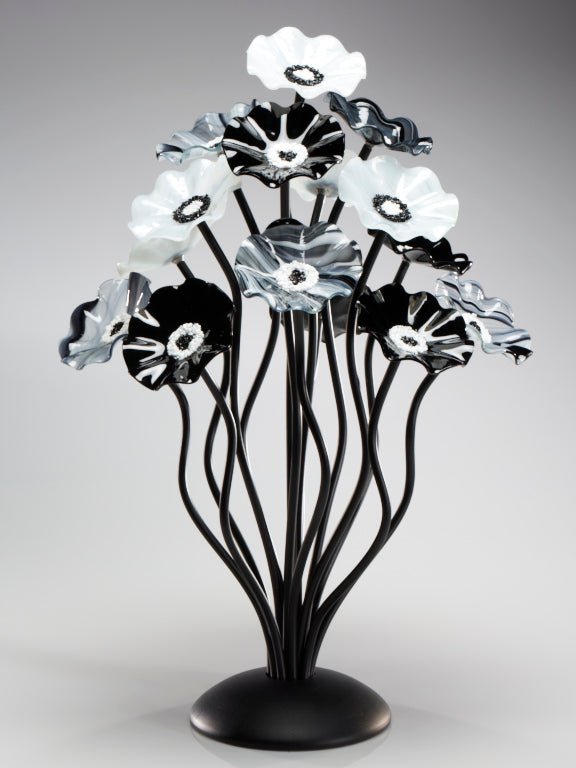 15 flower tree Black and White - Glass Flowers by Scott Johnson