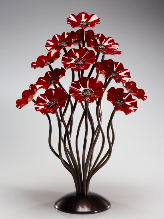 15 flower tree All Red - Glass Flowers by Scott Johnson
