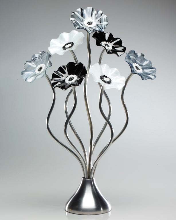 7 Flower Black and White - Glass Flowers by Scott Johnson