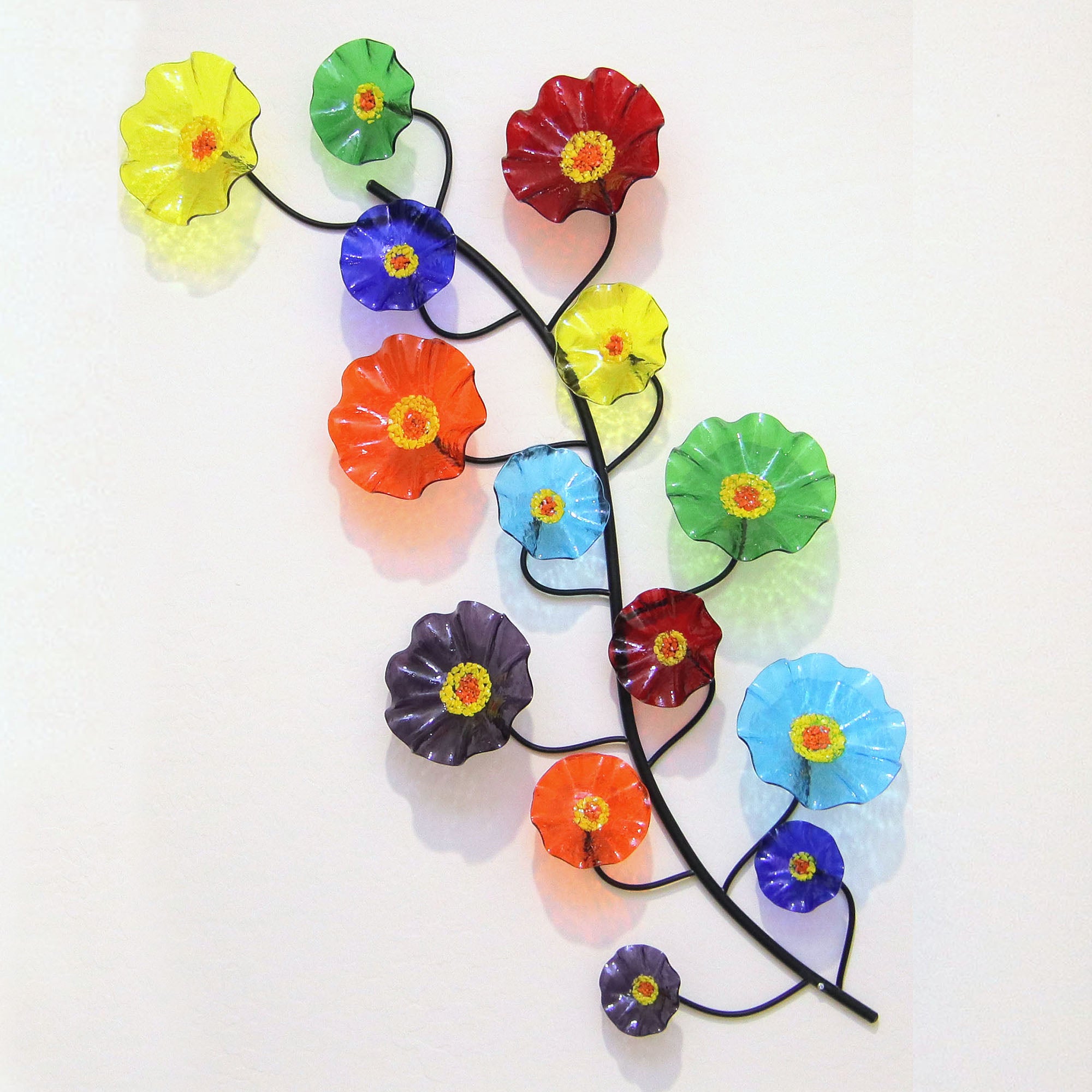 Wall Vine of Glass Flowers Prism Colors